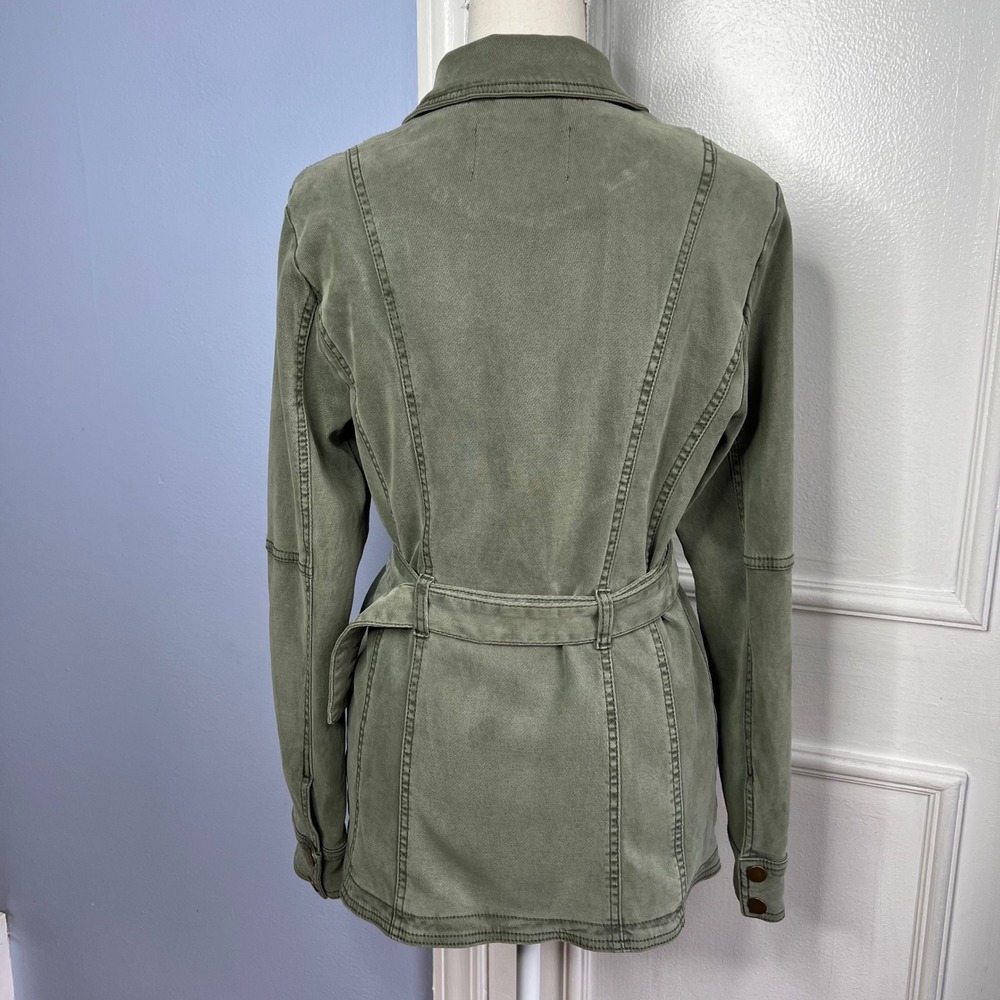 Anthropologie Belted Utility Military Jacket Army Green Faded Women's Size Small - Picture 7 of 12